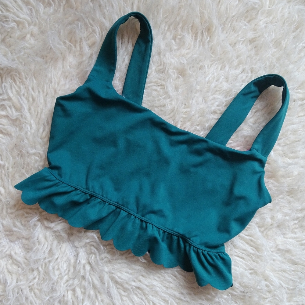 Lilly Pulitzer Teal Ruffle Sports Bra Medium